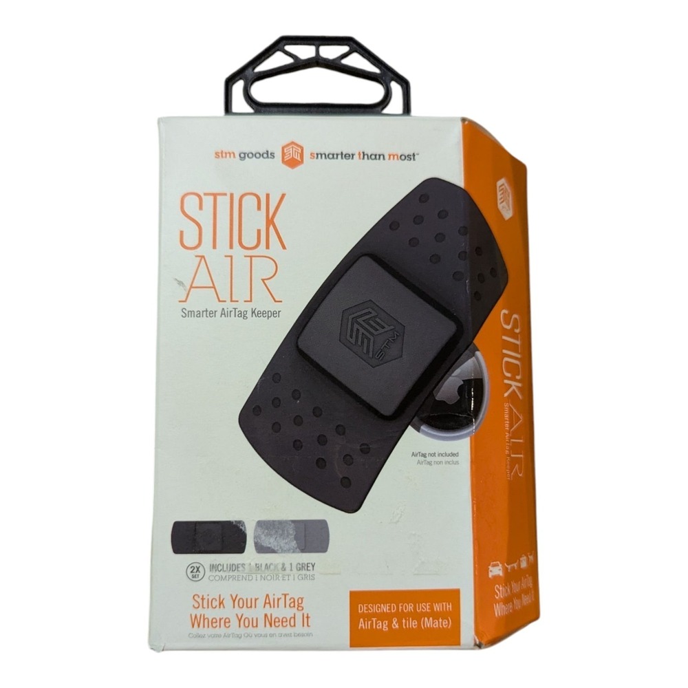 E2. Stick Air Smarter AirTag Keepers - Solid Tag Case Hidden Adhesive Black/Gray